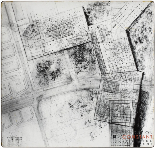 Vergelijkende plattegrond New Babylon-Amsterdam Ookmeer, 1962