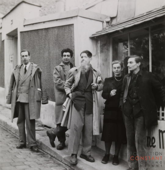 Constant Nieuwenhuys-Constant, Calliyannis, Selim Turan, Jocelyn Chewett and Stephen Gilbert in Paris, 1953