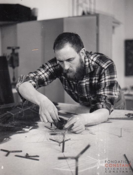 Peter Clough working at the macquette