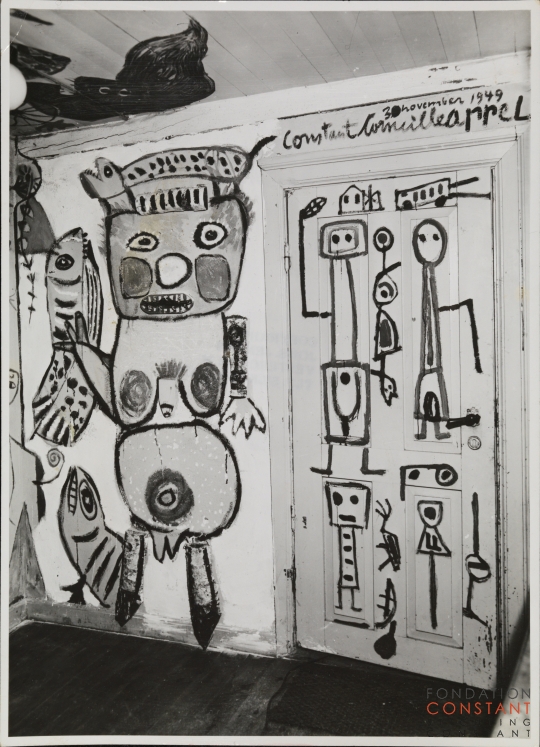 Mural by Karel Appel in the home of Erik Nijholm in Funder, Jutland, Danmark, 1949