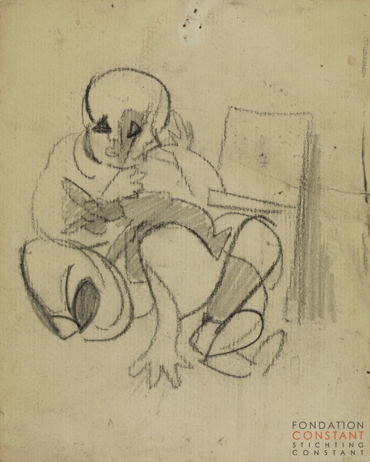 Constant Nieuwenhuys-ZT/Kind met slofjes, 1946