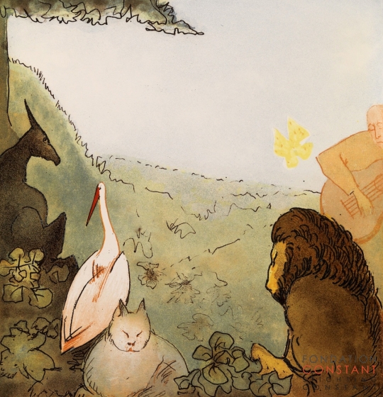 Constant Nieuwenhuys-Orpheus met dieren, ca 1981
