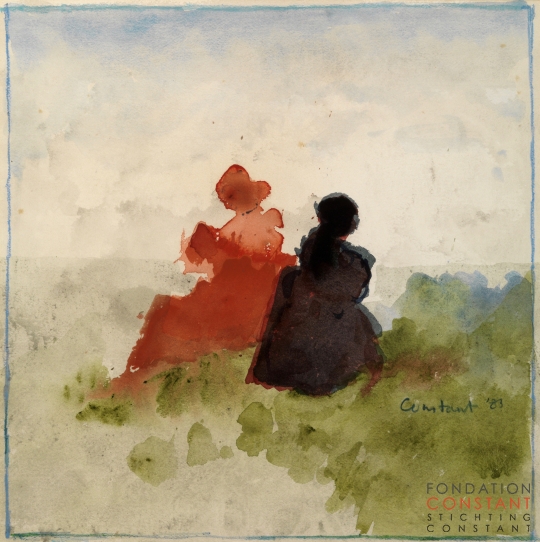 Constant Nieuwenhuys-ZT/Twee figuren in landschap, 1983