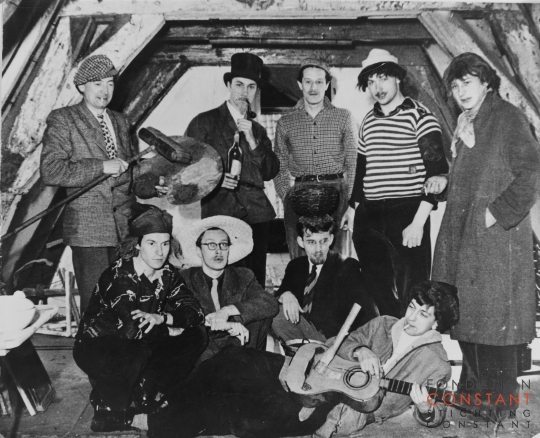 Experimentele Groep at the studio of Karel Appel, 1949