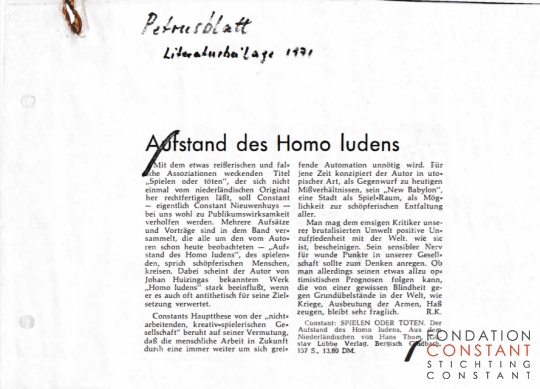 Afstand des Homo Ludens