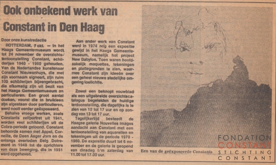 Ook onbekend werk van Constant in Den Haag