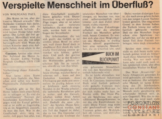 Verspielte Menschheit im Überfluß?