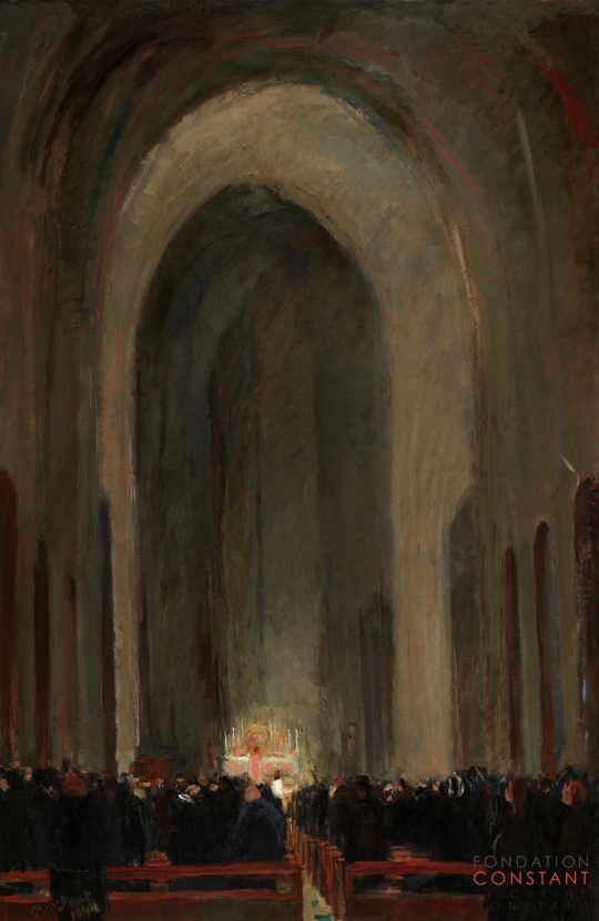 Constant Nieuwenhuys-Interieur van de Wilibrorduskerk tijdens de hoogmis, 1944