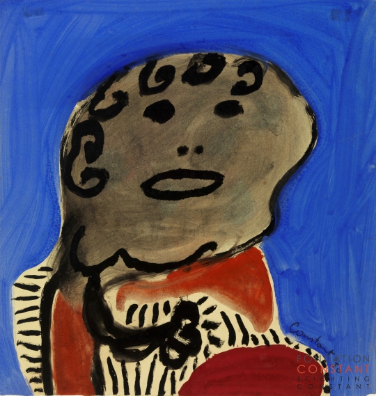 Constant Nieuwenhuys-Vrouw met gestreepte jurk, 1950