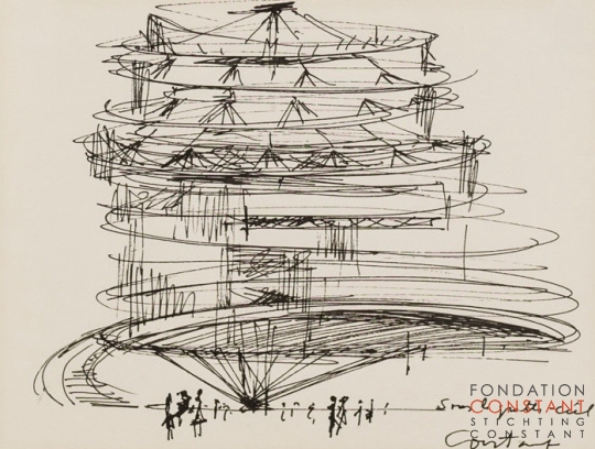 Constant Nieuwenhuys-Sous le gratte-ciel, 1961