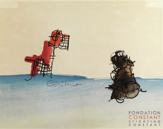 Constant Nieuwenhuys-Twee dieren, ca 1971