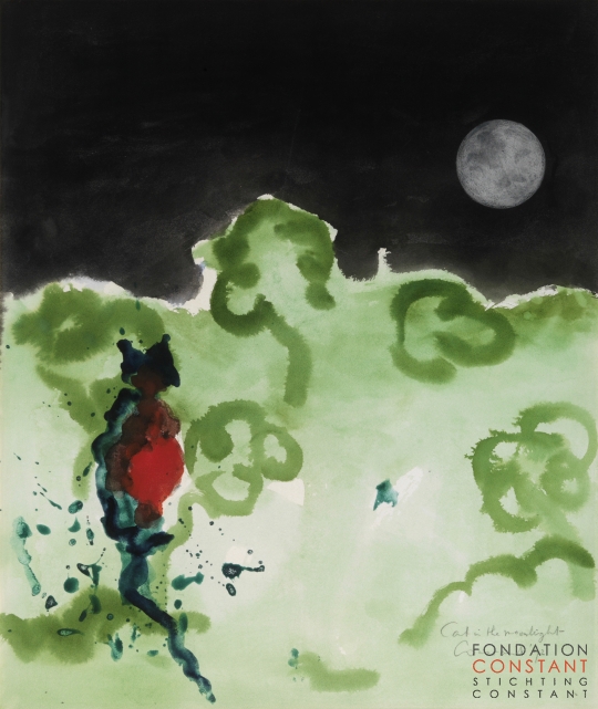 Constant Nieuwenhuys-Cat in the moonlight, 1972