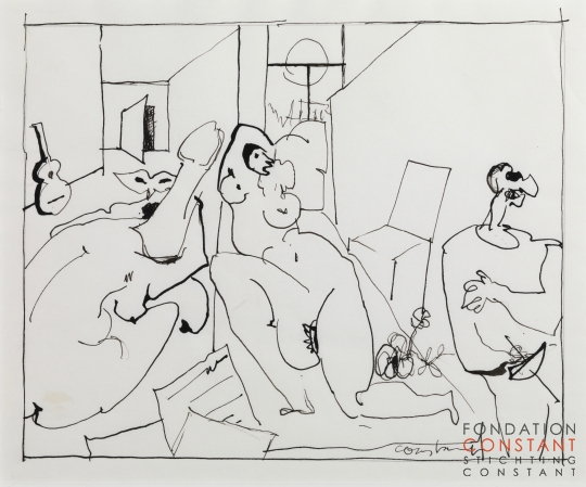 Constant Nieuwenhuys-4 dessins préparatoires pour Casanova-2, 1975