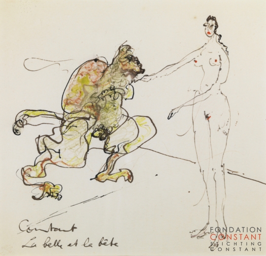 Constant Nieuwenhuys-La belle et la bête, ca 1980