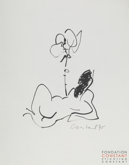 Constant Nieuwenhuys-ZT/Vrouw met bloem, 1995