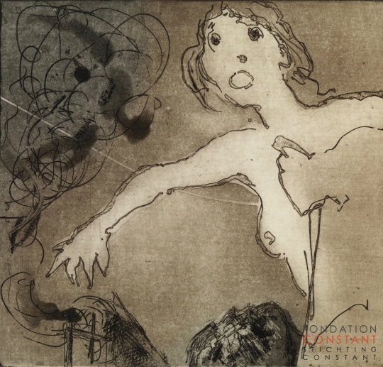 Constant Nieuwenhuys-De brand I | sepia, 1987