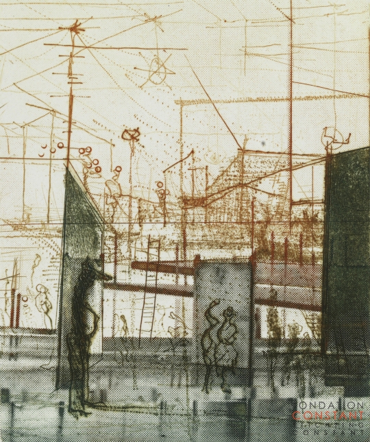 Constant Nieuwenhuys-Interieur met beer, 1970