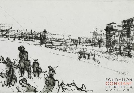 Constant Nieuwenhuys-Landschap met autosaurus, 1970