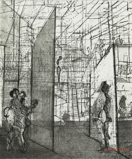Constant Nieuwenhuys-Sade in het labyrinth, 1972