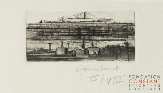 Constant Nieuwenhuys-12 Radierungen zu New Babylon-Sector, 1970