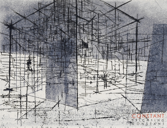 Constant Nieuwenhuys-Blauwe Kubus, 1971