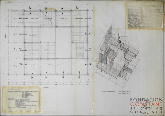 Constant Nieuwenhuys-Tentoonstelling V2 Omgang-Bouwtekening blad 1, 1965