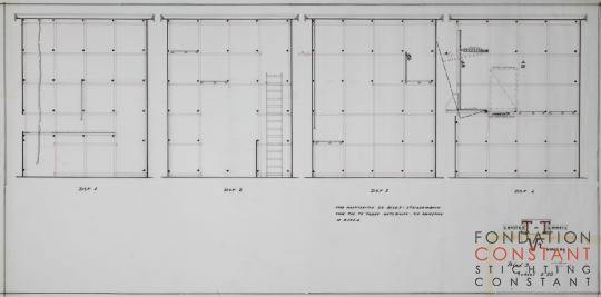 Constant Nieuwenhuys-Tentoonstelling V2 Omgang-Bouwtekening blad 3, 1965
