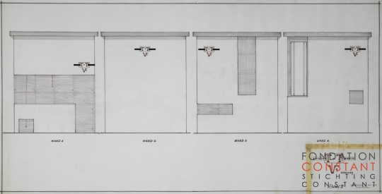 Constant Nieuwenhuys-Tentoonstelling V2 Omgang-Bouwtekening blad 2, 1965