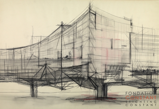 Constant Nieuwenhuys-Sectorconstructie New Babylon/Schets voor een sector, 1966