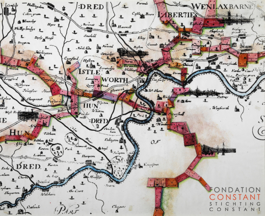 Constant Nieuwenhuys-New Babylon op historische kaart van MIddlesex, 1967