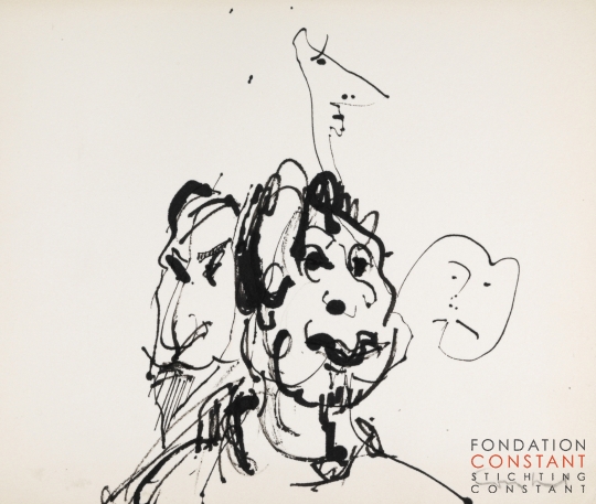 Constant Nieuwenhuys-ZT/Vier koppen, ca 1990
