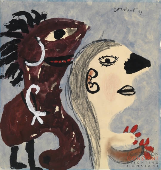 Constant Nieuwenhuys-Vrouw met beest, 1949