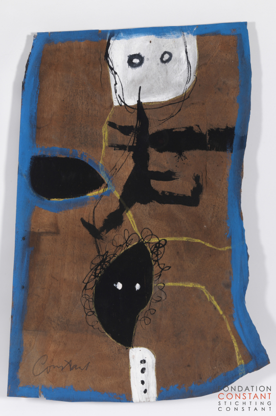 Constant Nieuwenhuys-ZT/Gouache op boomschors, 1947