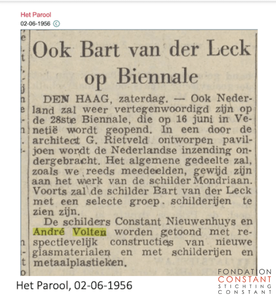 1956 Ook Bart van der Leck op Biennale-Het Parool