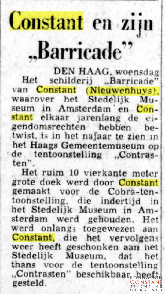 19700701 Constant en zijn Barricade-De Telegraaf