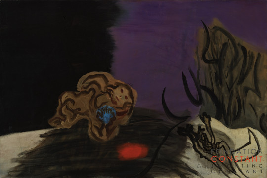 1951 Figuur tegen paarse achtergrond