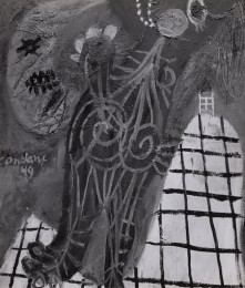 Constant Nieuwenhuys-Femme qui a quitté sa maison pour la lune, 1949-scan Album Cobra 1, p. 10