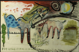 2024 Paarden met maan, 1948, watercolour-MoArt