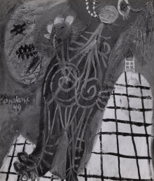 Constant Nieuwenhuys-Femme qui a quitté sa maison pour la lune, 1949-scan Album Cobra 1, p. 10