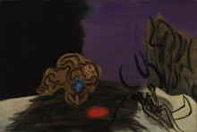 1951 Figuur tegen paarse achtergrond