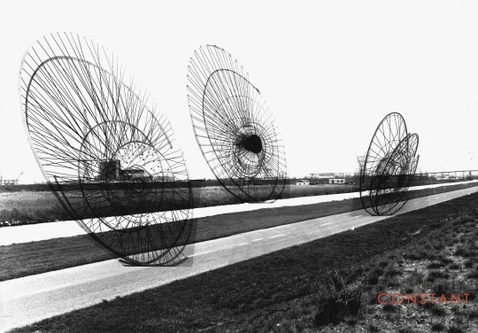 Nébuloses Mécaniques by Constant Nieuwenhuys projected in a photo, 1968