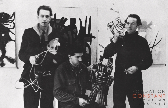 Constant, Appel en Corneille at their exhibition at gallery Santee Landweer, 1948