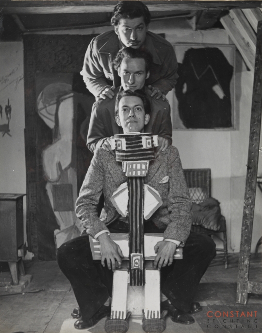 Constant, Corneille and Appel in studio Karel Appel, 1948