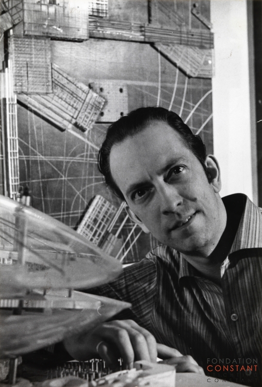 1960 Constant in his studio with Spatiovore and Groep sectoren