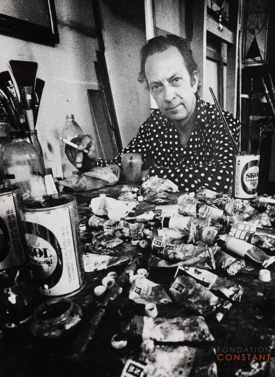 Constant Nieuwenhuys-Constant in his studio, 1976