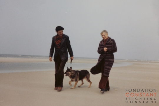 Constant, Fanny and Constant's dog, Herta, at the beach, circa 1976. 
