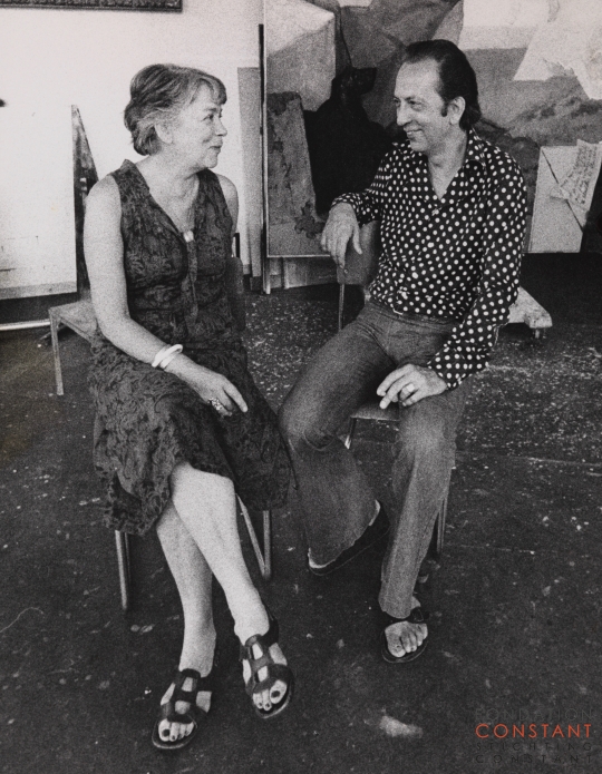 Fanny and Constant in front of painting Plaisir et tristesse, 1976-photo Wubbo de Jong