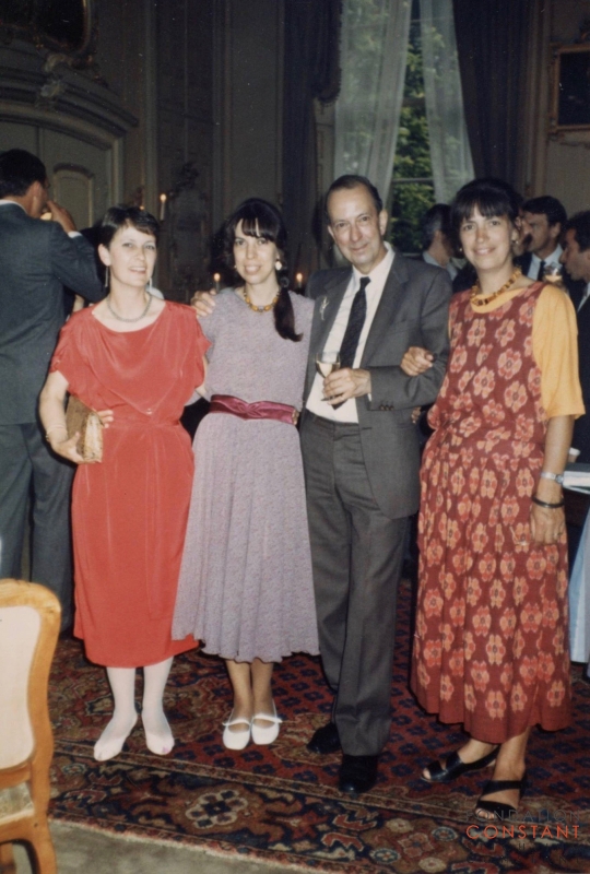 Constant with his daughters at his 65th birthday, 1985