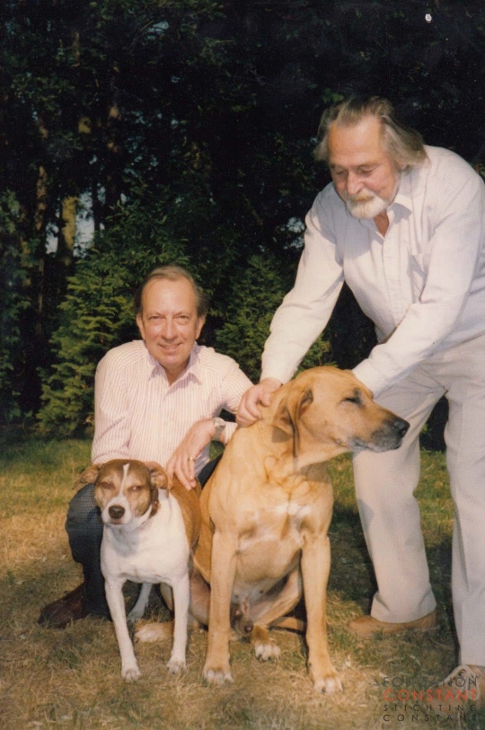 Constant and Hans Wiesman with their dogs Waldo and Bwana.