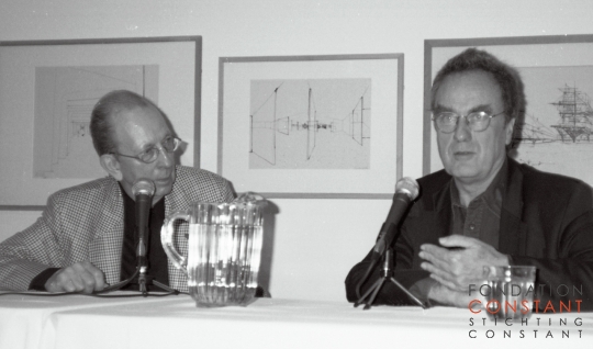 Constant Nieuwenhuys-with Benjamin Buchloh at symposium The Activist Drawing NY, 1999